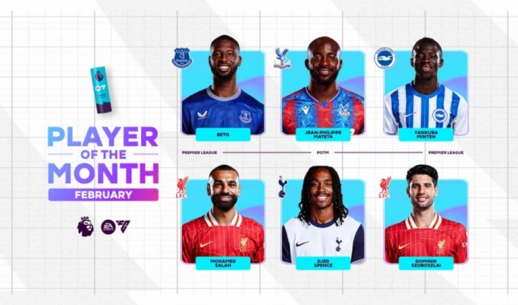  英超2月最佳候選：貝托、馬特塔、明特、薩拉赫、斯賓塞、索博
