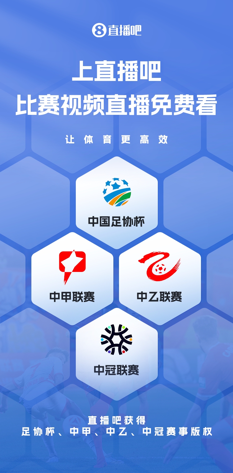  官宣！直播吧獲足協(xié)杯、中甲、中乙、中冠賽事版權(quán)，免費(fèi)視頻直播
