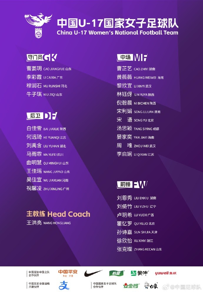  U17女足30人將在蘇州集訓(xùn)備戰(zhàn)世界杯，姜寧、朱挺擔(dān)任訓(xùn)練員